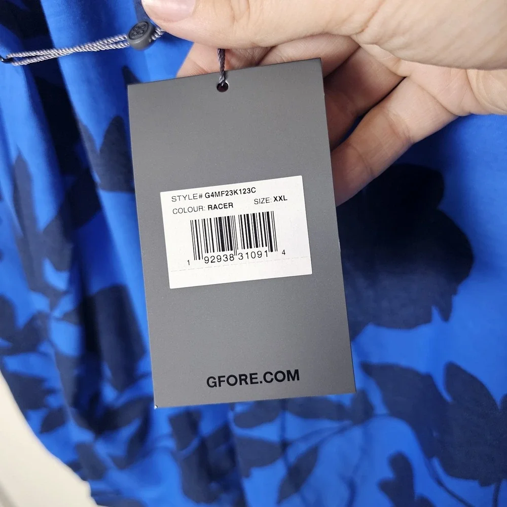 NWT G/Fore GFore 1/4 Zip Pullover Racer Blue Floral Long‎ Sleeve Golf Men's XXL